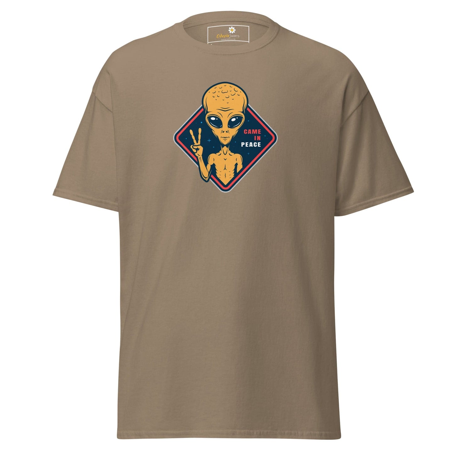 Unisex classic t-shirt - SPACE ALIENS COME IN PEACE - REGULAR - Brown Savana / S
