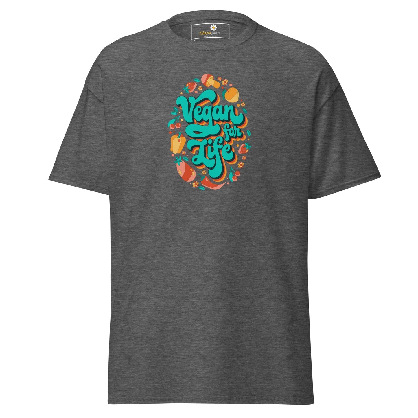 Unisex classic t-shirt - VEGAN FOR LIFE - REGULAR - Dark Heather / S