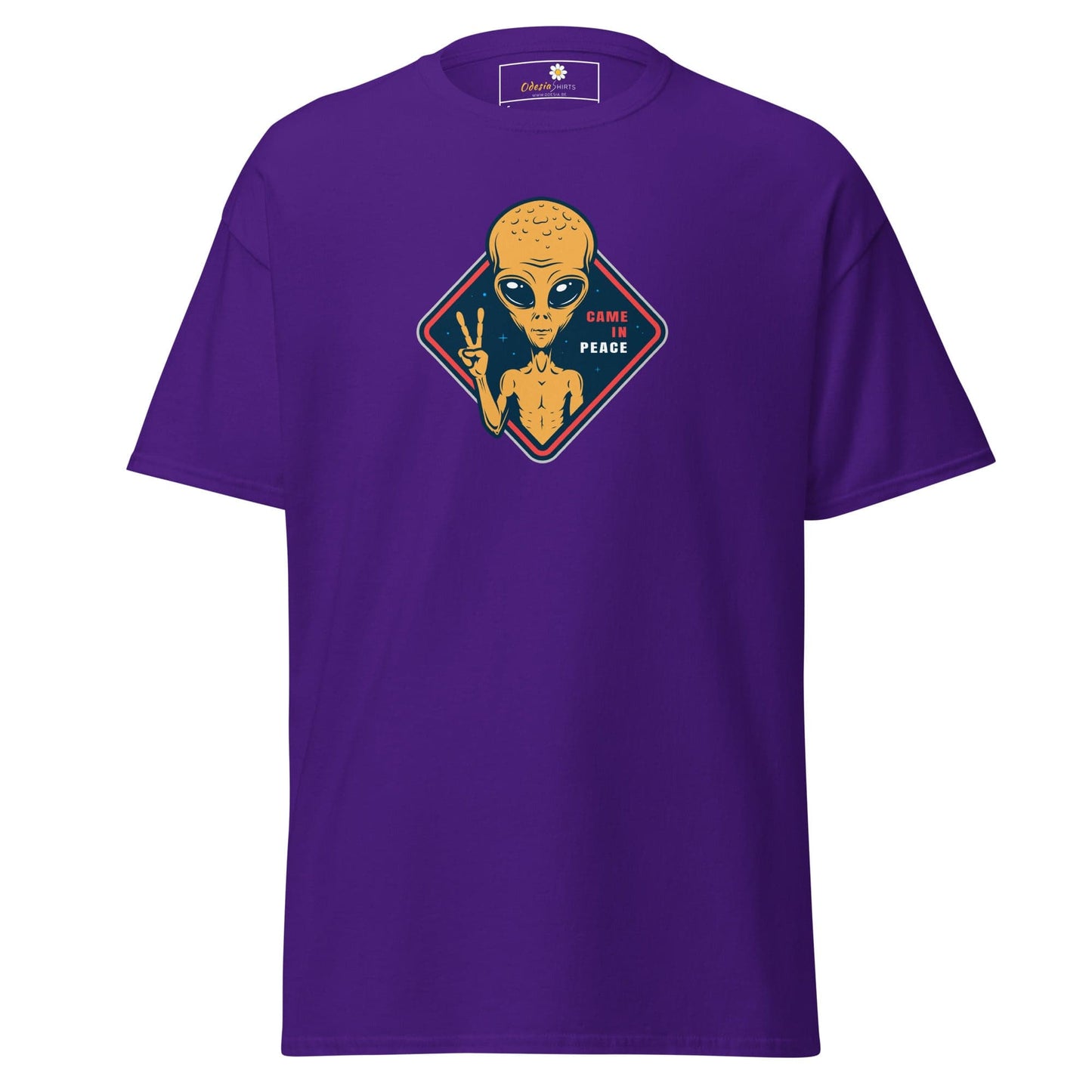 Unisex classic t-shirt - SPACE ALIENS COME IN PEACE - REGULAR - Purple / S