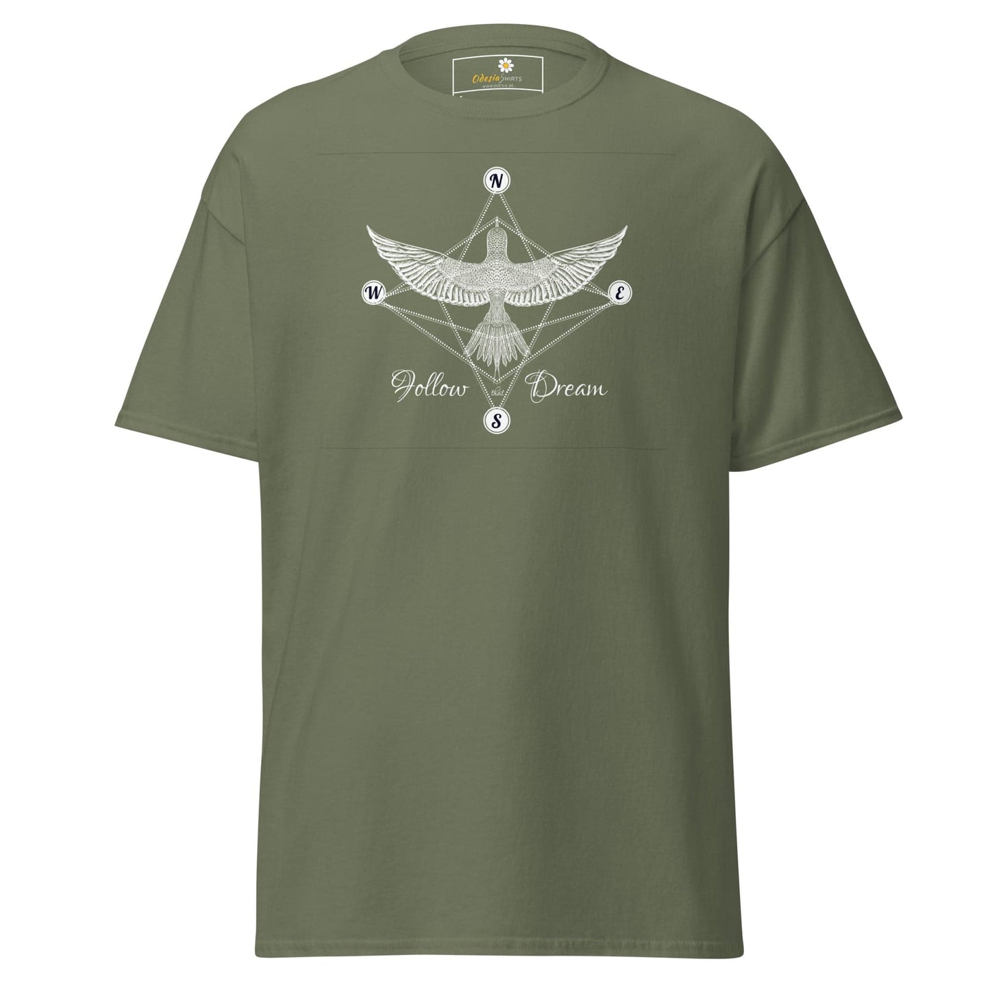Olive green T-shirt with bird design from T-SHIRT DESIGN TEE for men and women