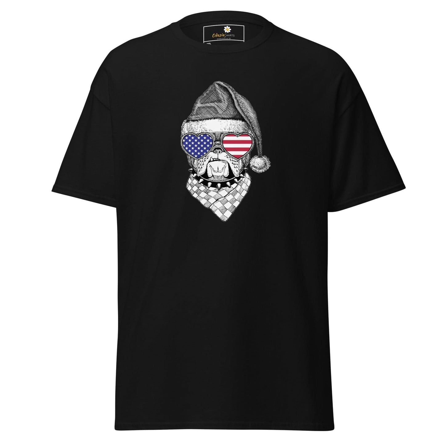 Black T-shirt featuring a dog graphic from the T-SHIRT DESIGN TEE collection for men and women