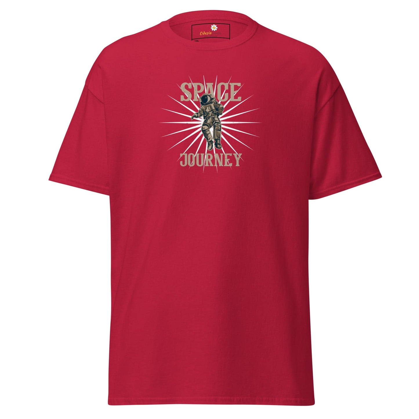 Red T-shirt with astronaut graphic from T-Shirt Design Tee for men and women in 2XL-5XL
