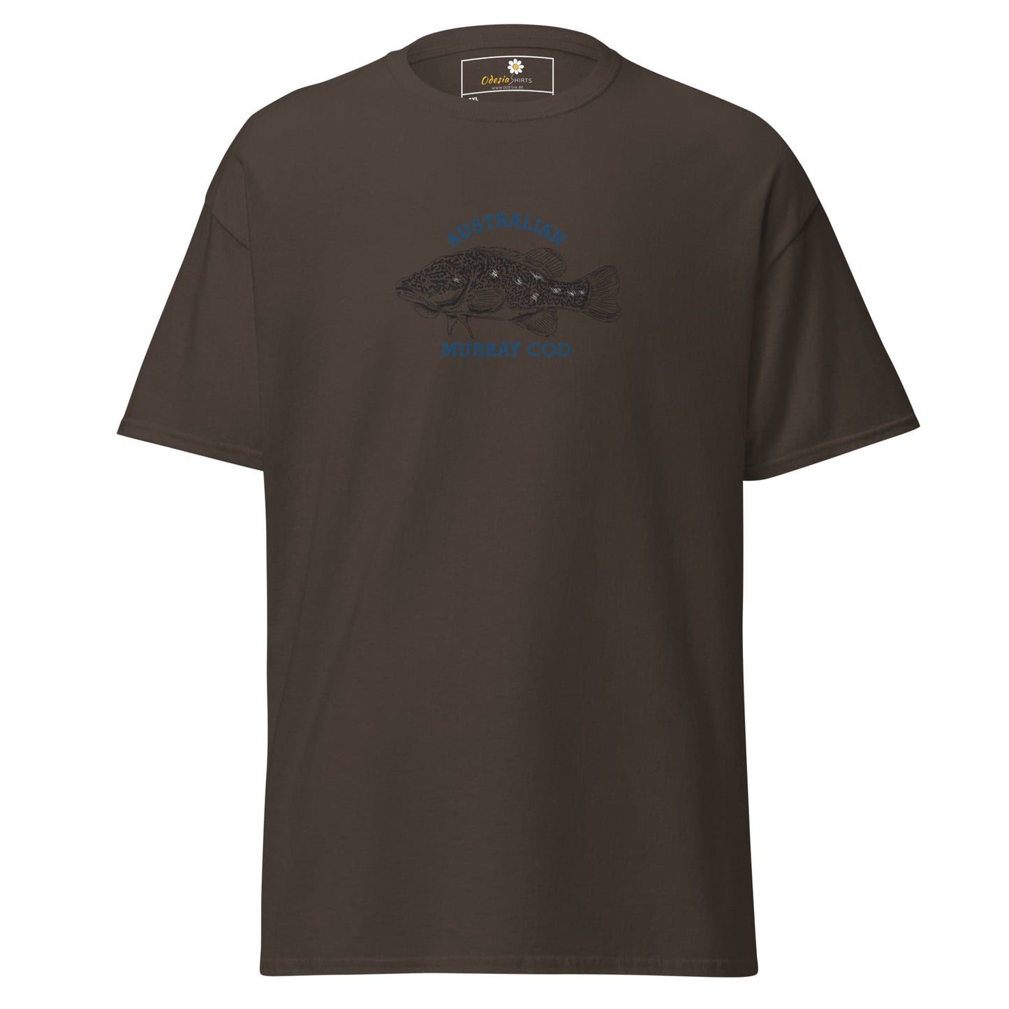 Brown T-shirt with fish graphic from T-SHIRT DESIGN TEE for Men and Women, 2XL to 5XL