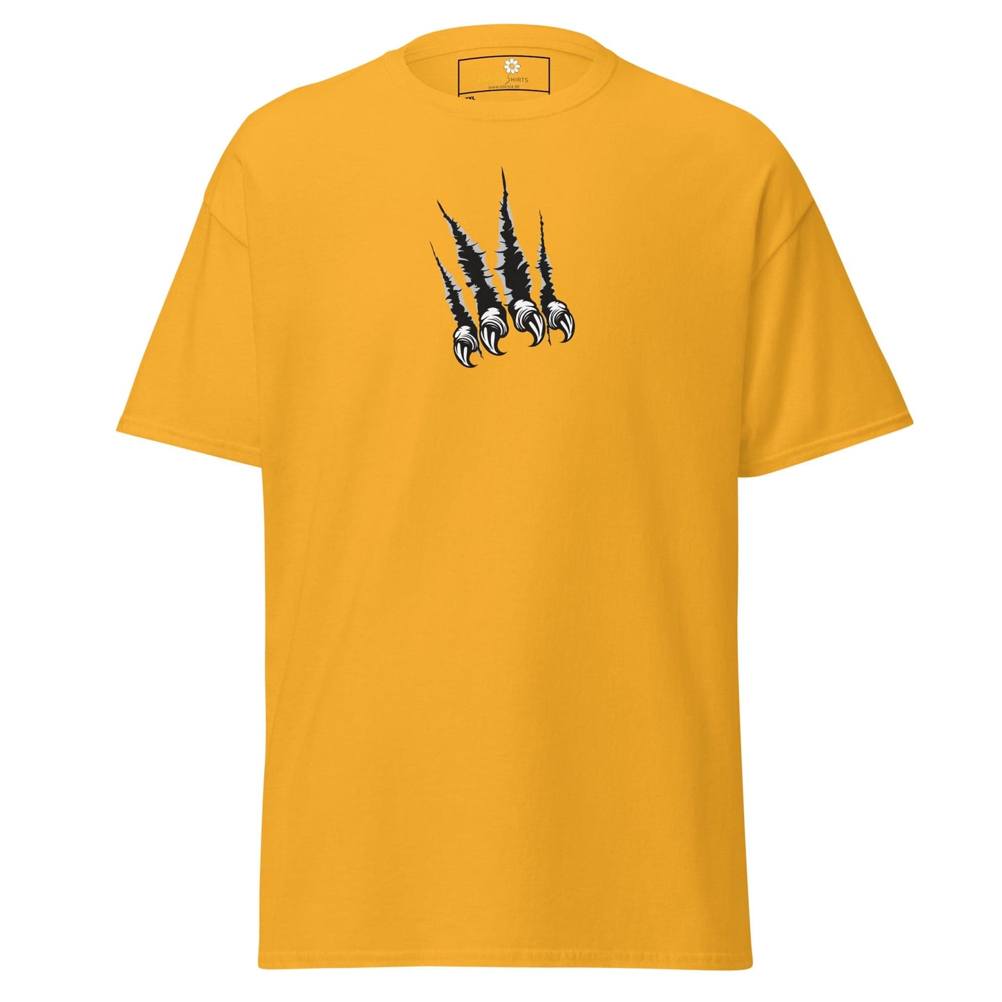 Yellow t-shirt featuring a claw mark design for Men and Women in 2XL to 5XL sizes