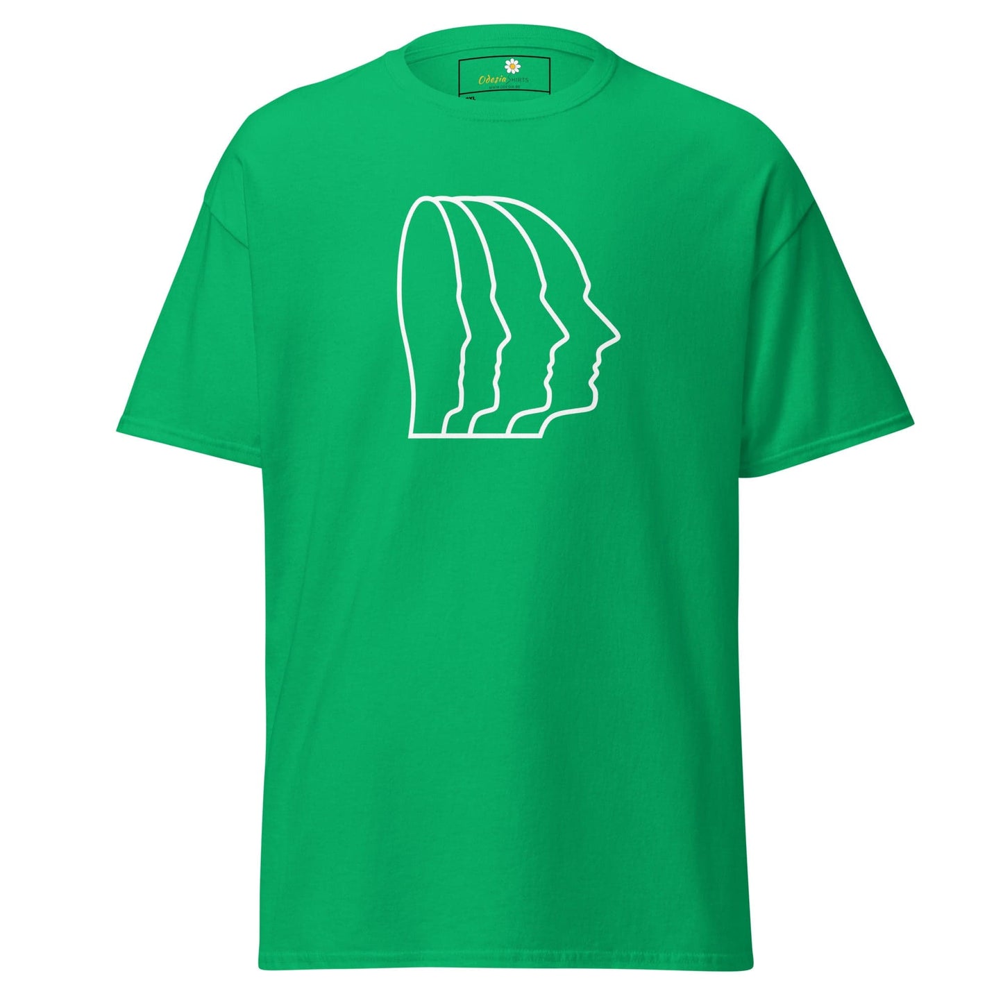Green T-shirt with white face outline design for Men and Women in 2XL to 5XL size