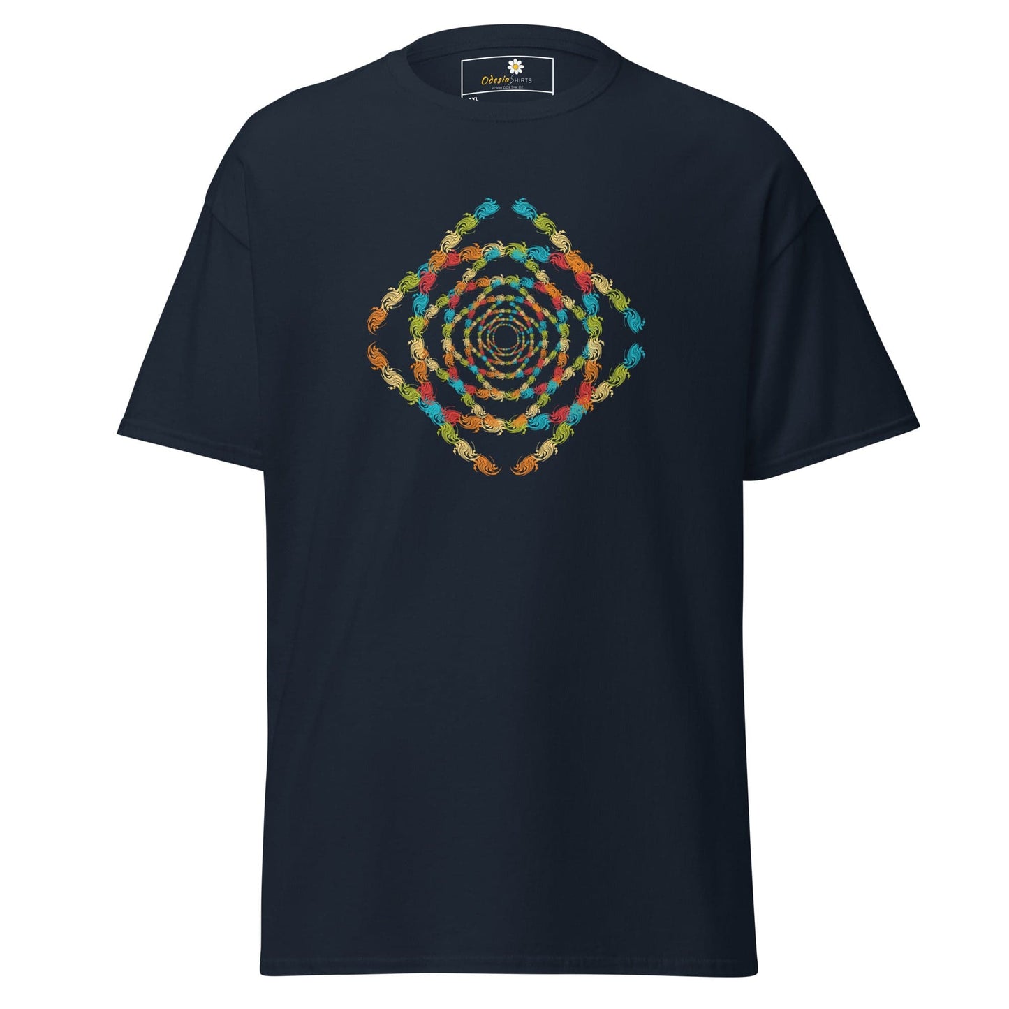 Navy blue T-shirt with colorful crab pattern for men and women in 2XL to 5XL size